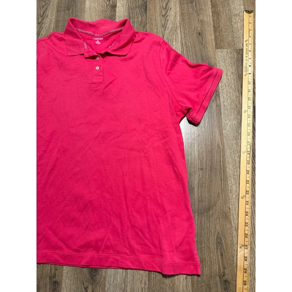 Lands End Polo Shirt Girls XL 18-20 Pink Youth Short Sleeve Cotton Excellent